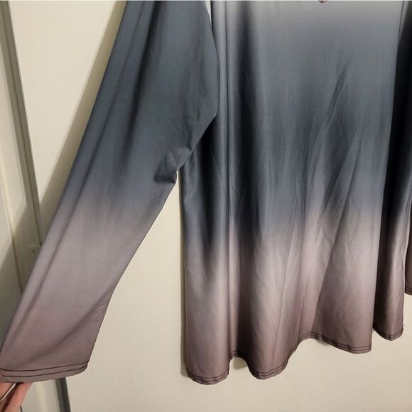 Lily by Firmiana Gray Green Pink Ombre Top - Picture 3 of 5